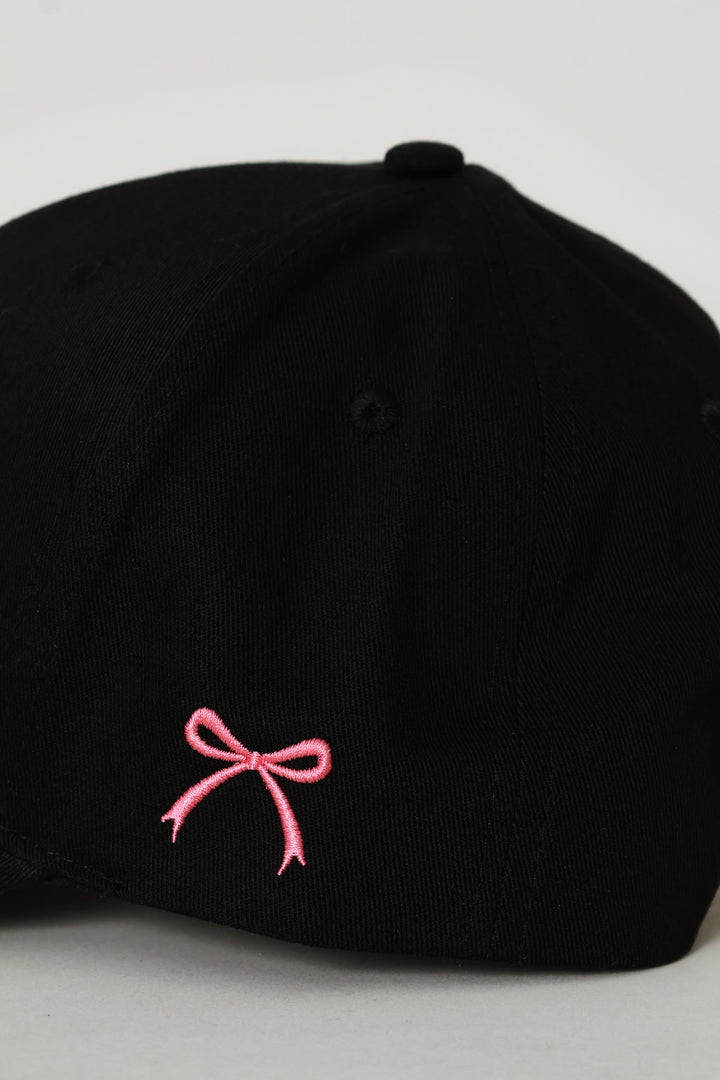 Girls Bows Just A Giirl Cap - Black
