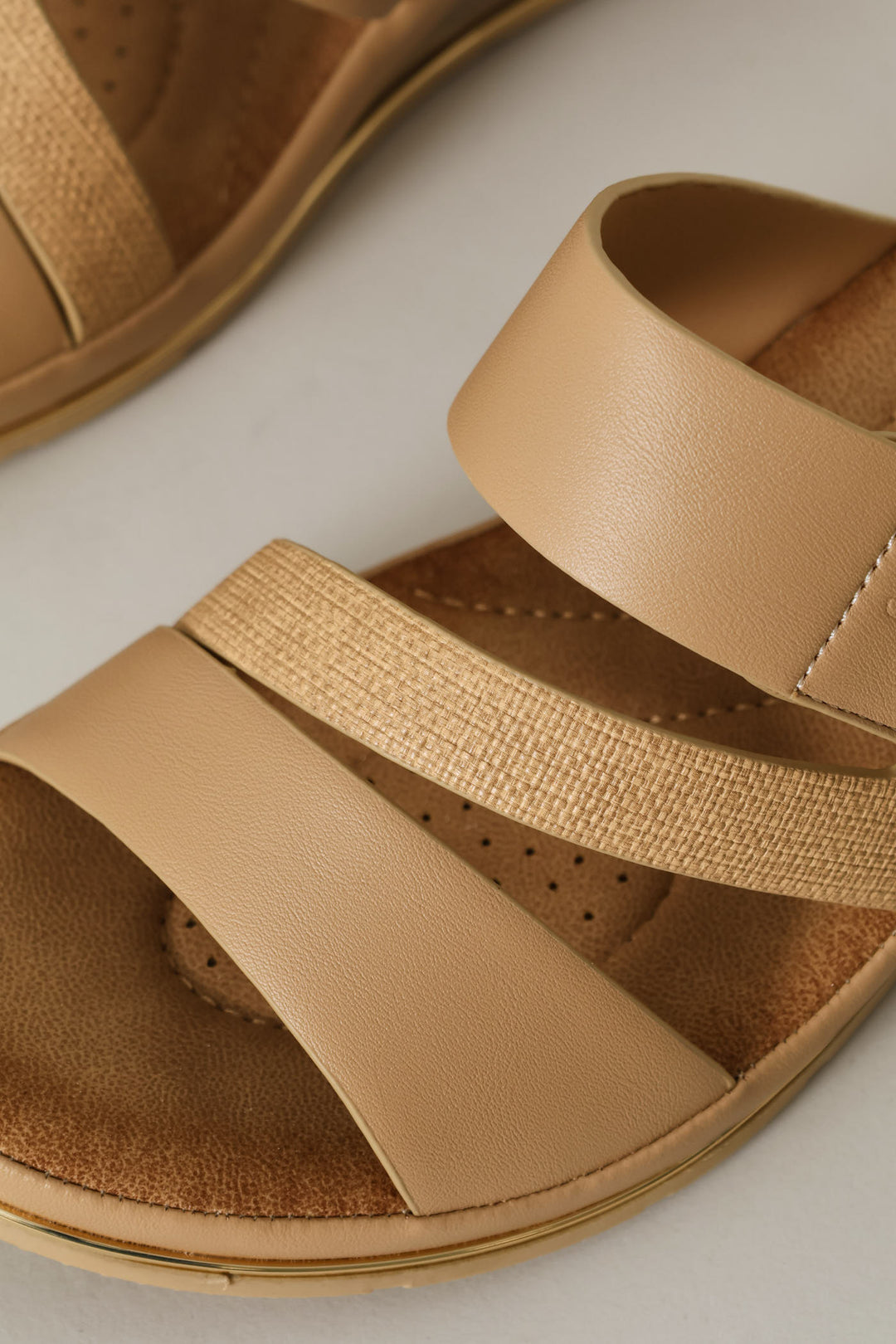 Gold Wedge Sandal - Taupe