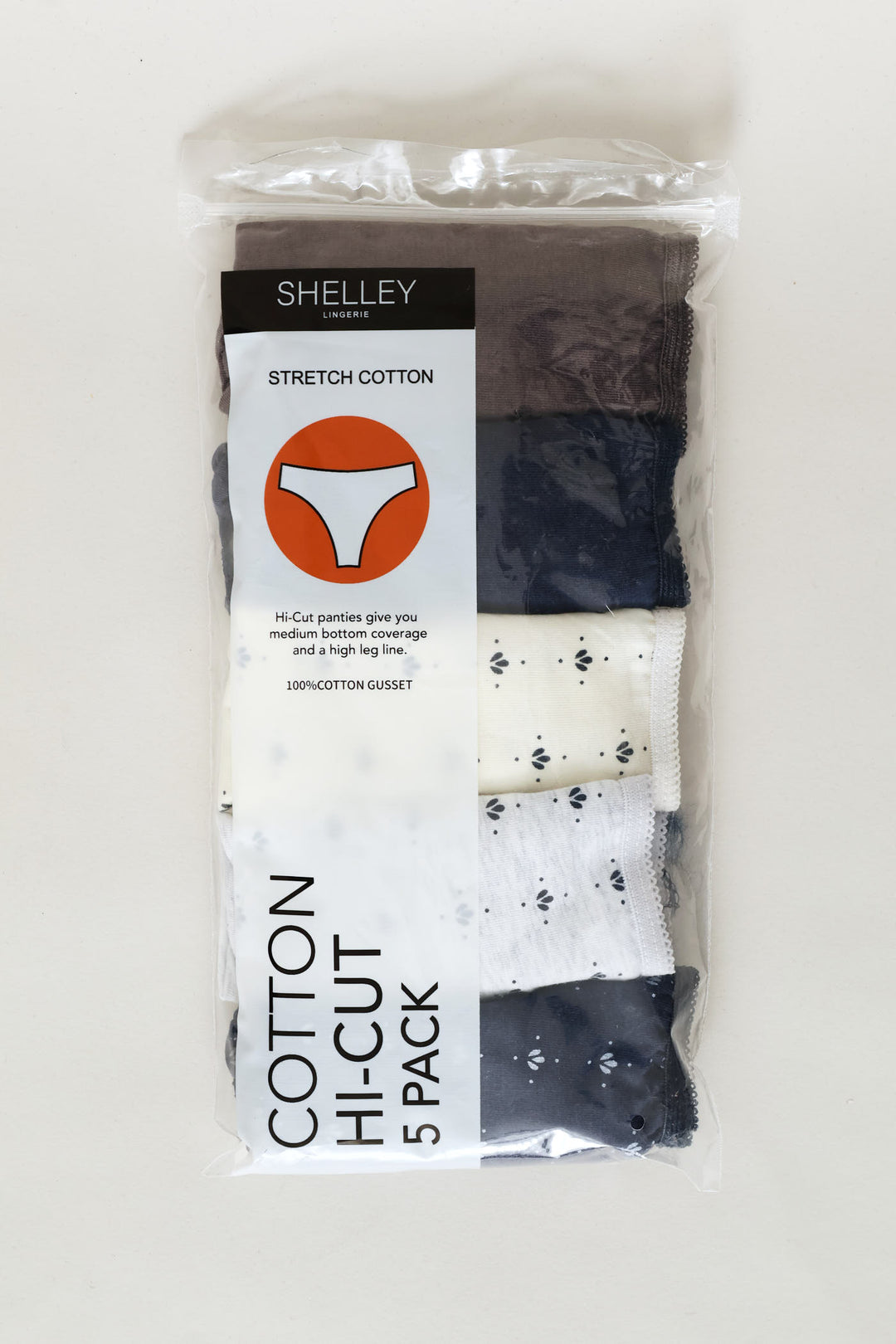 5 Pack Ditsy Floral Hi-Cut Panties - Blue