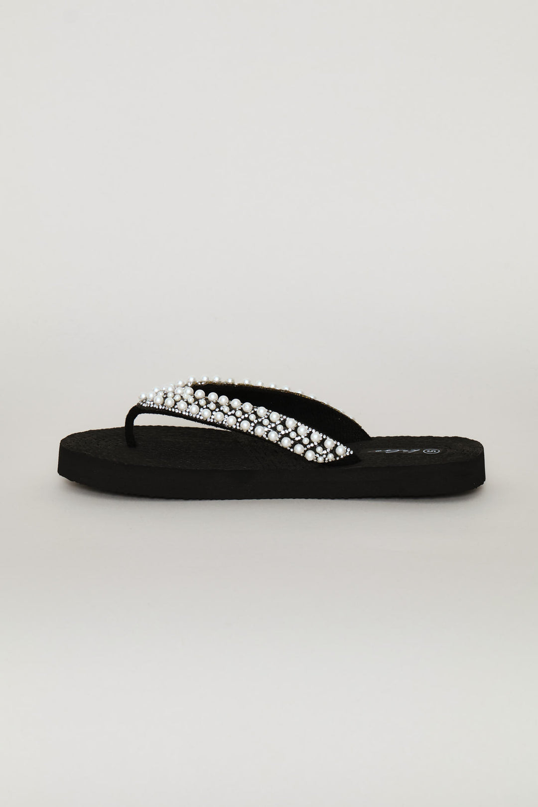 Pearl Thong Sandal On Flatform Outsole - Black