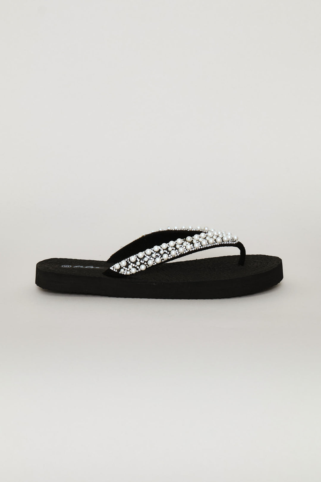 Pearl Thong Sandal On Flatform Outsole - Black