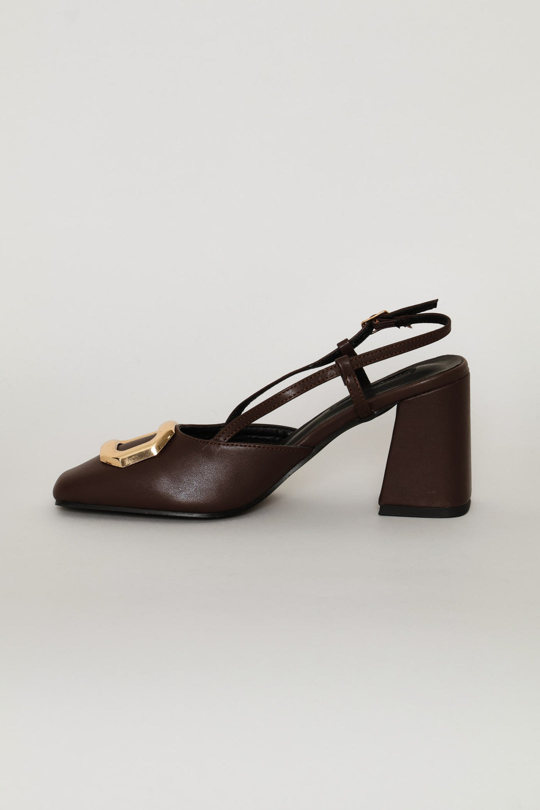 Square Toe Slingback Block Heel - Chocolate