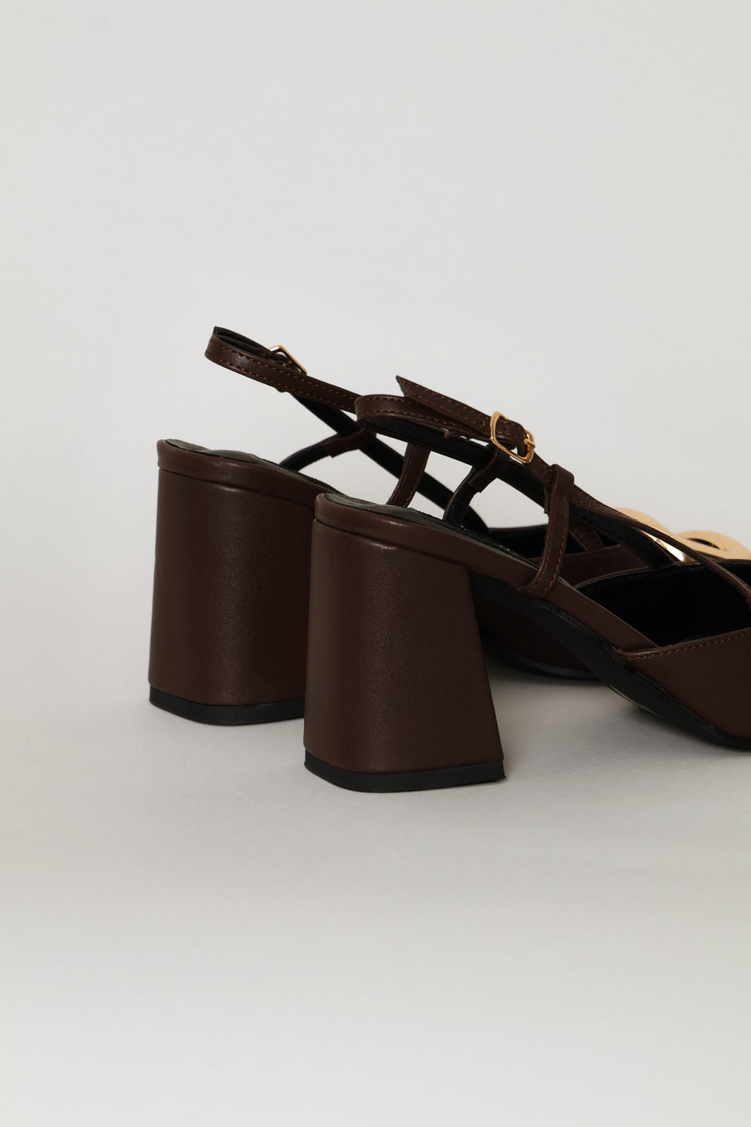 Square Toe Slingback Block Heel - Chocolate