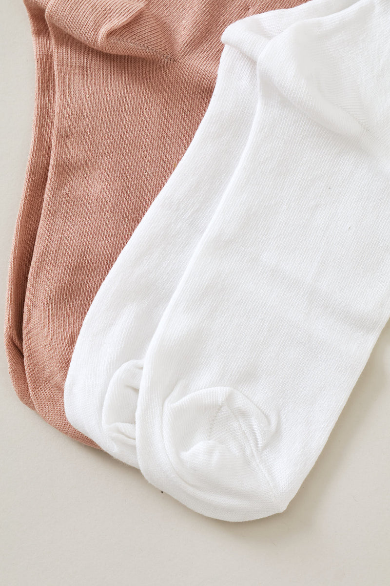 2 Pack Scalloped Edge Sock - White/Mauve