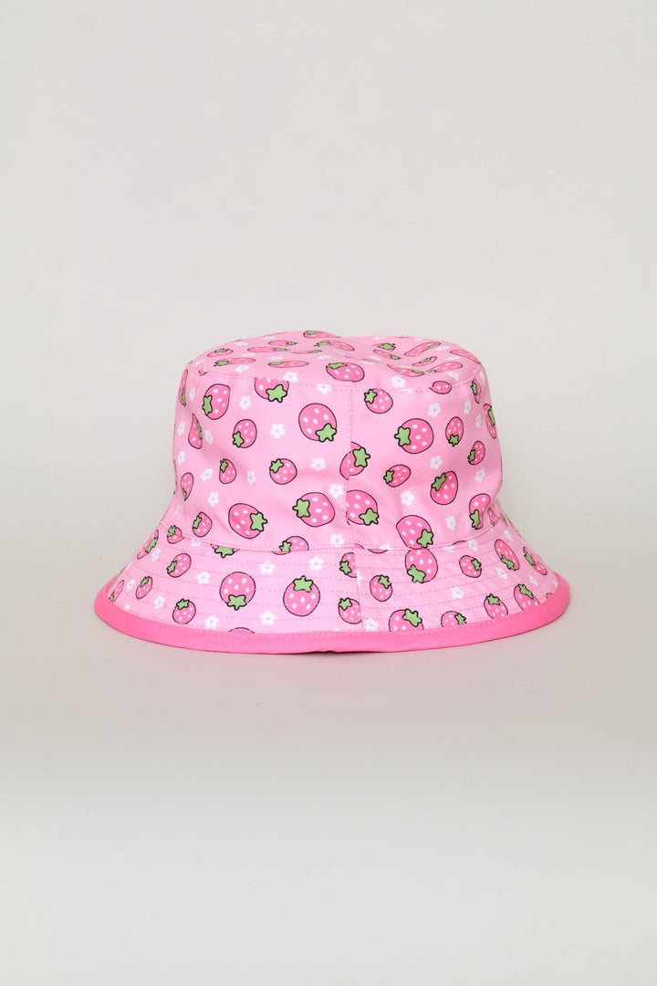 Pre-Girls Strawberry Bucket Hat - Pink