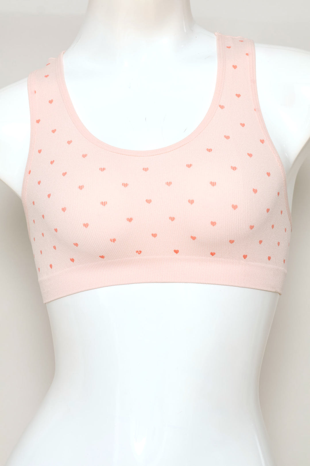 Girls 2 Pack Ribbed Seamless Racerback Bras - Pink/White