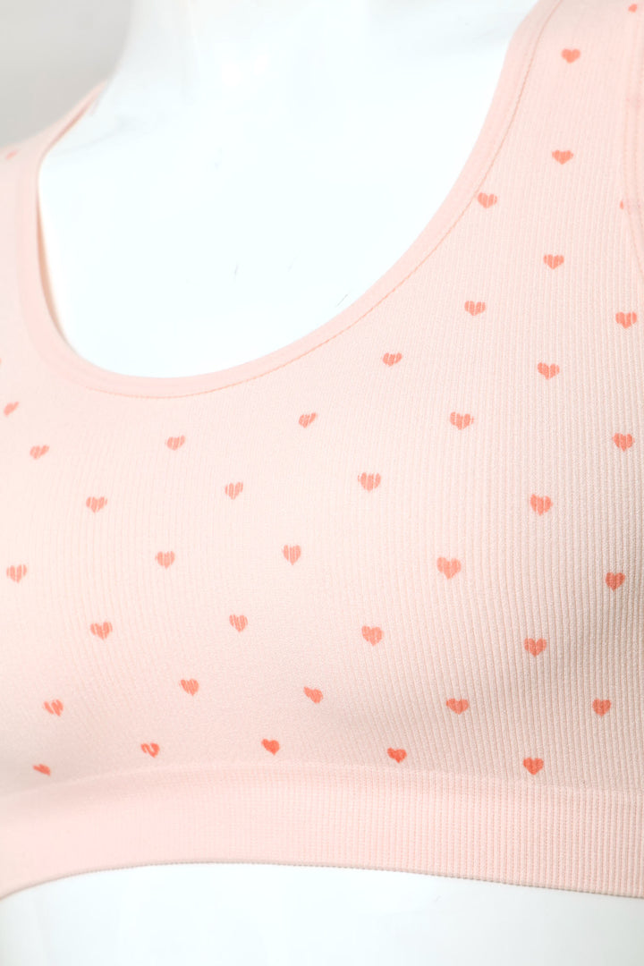 Girls 2 Pack Ribbed Seamless Racerback Bras - Pink/White