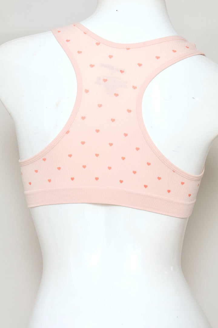 Girls 2 Pack Ribbed Seamless Racerback Bras - Pink/White
