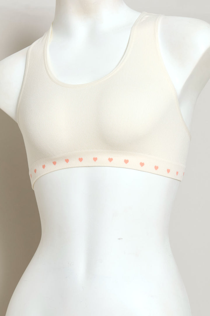 Girls 2 Pack Ribbed Seamless Racerback Bras - Pink/White