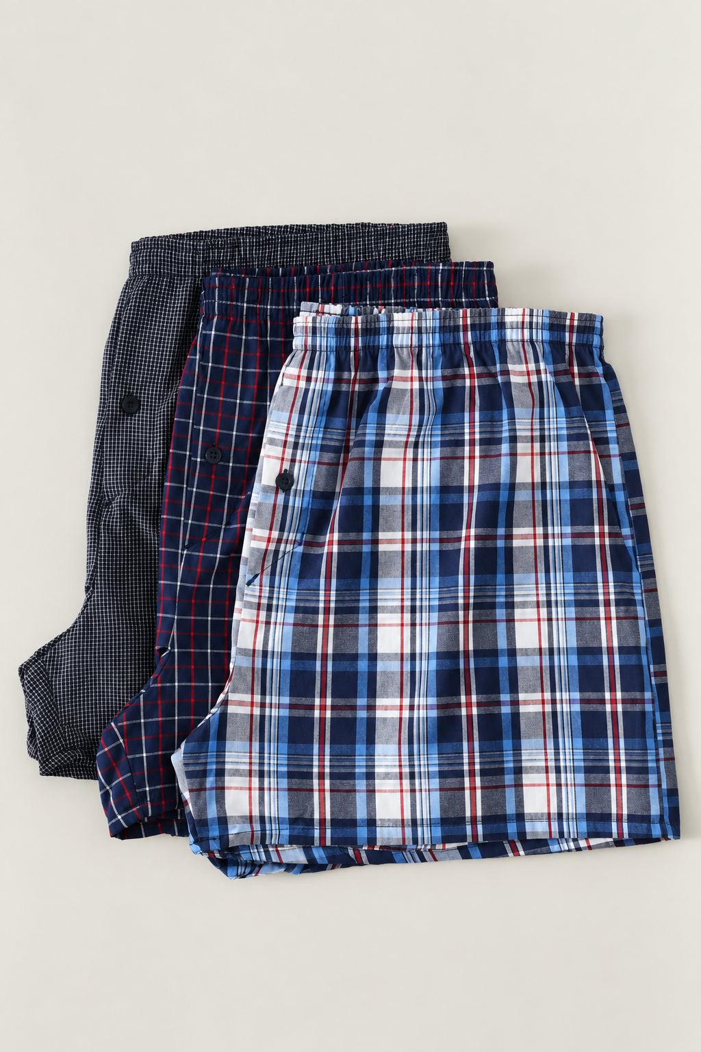 3 Pack Multi Check Woven Boxers - Multi