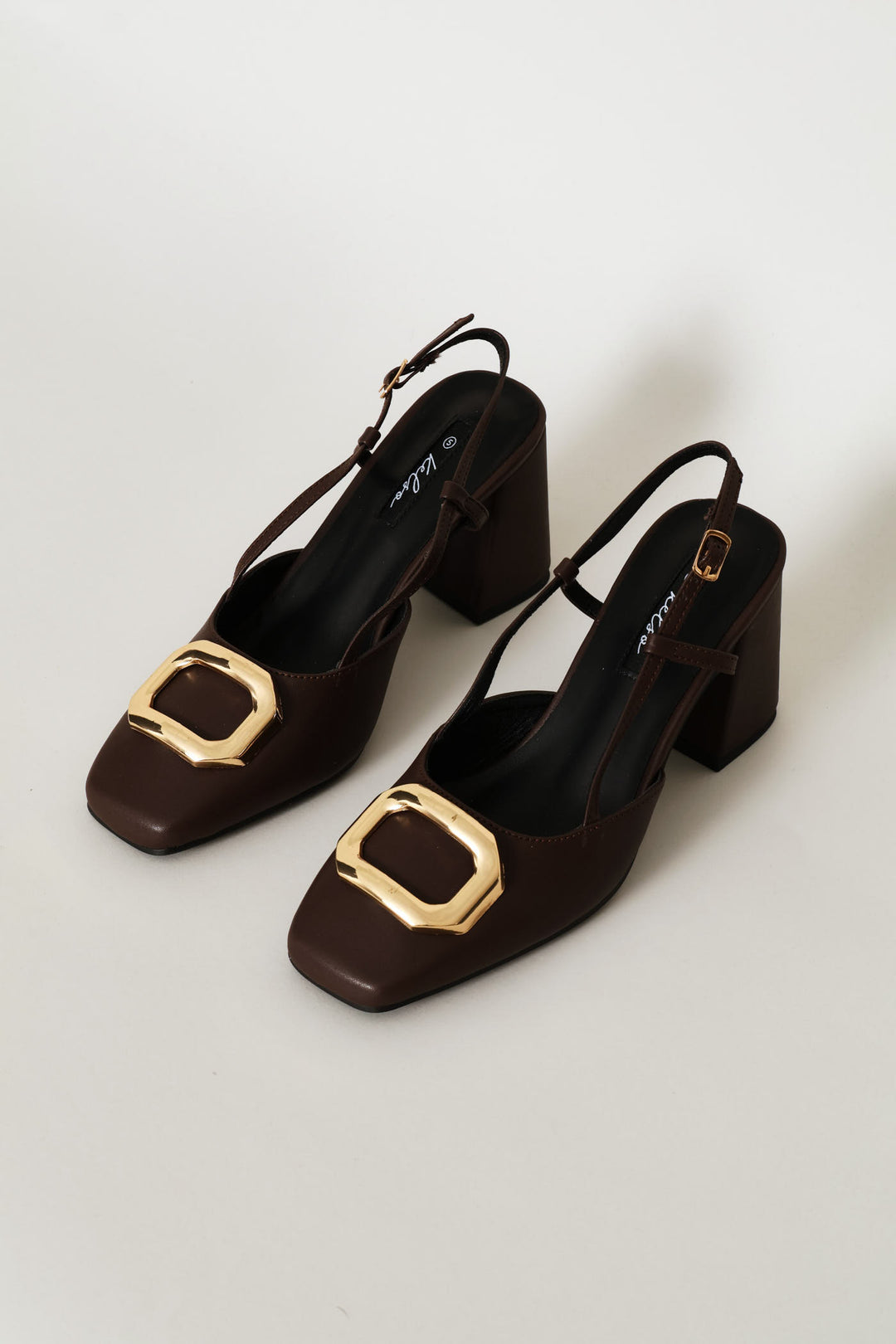 Square Toe Slingback Block Heel - Chocolate