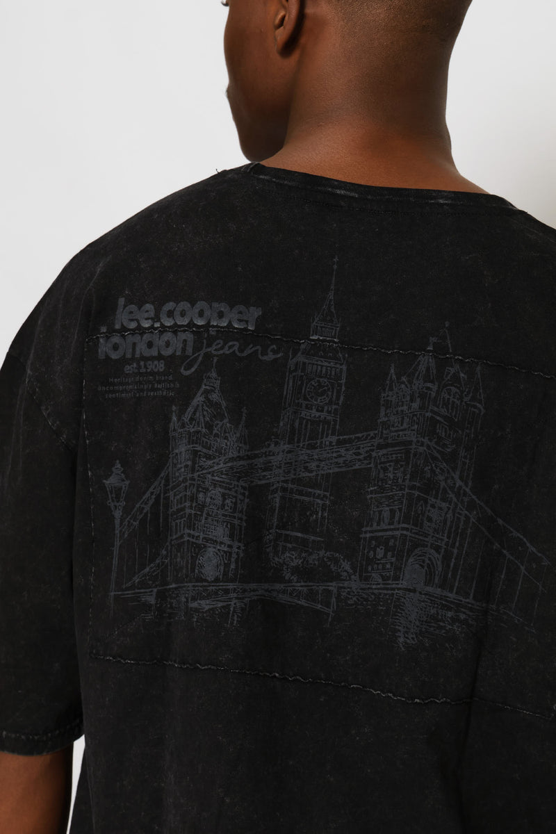 Augustine Acid Wash Tee - Black