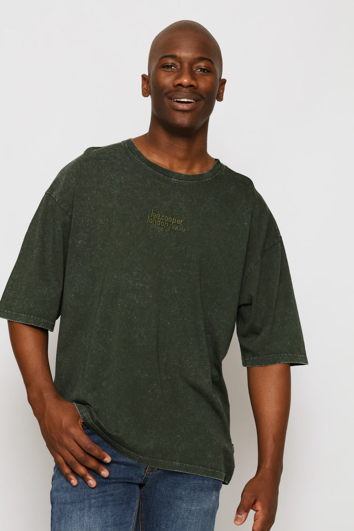 Augustine Acid Wash Tee - Dark Green