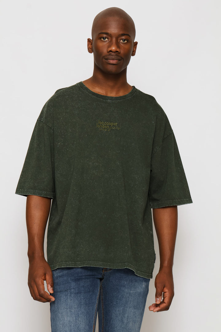 Augustine Acid Wash Tee - Dark Green
