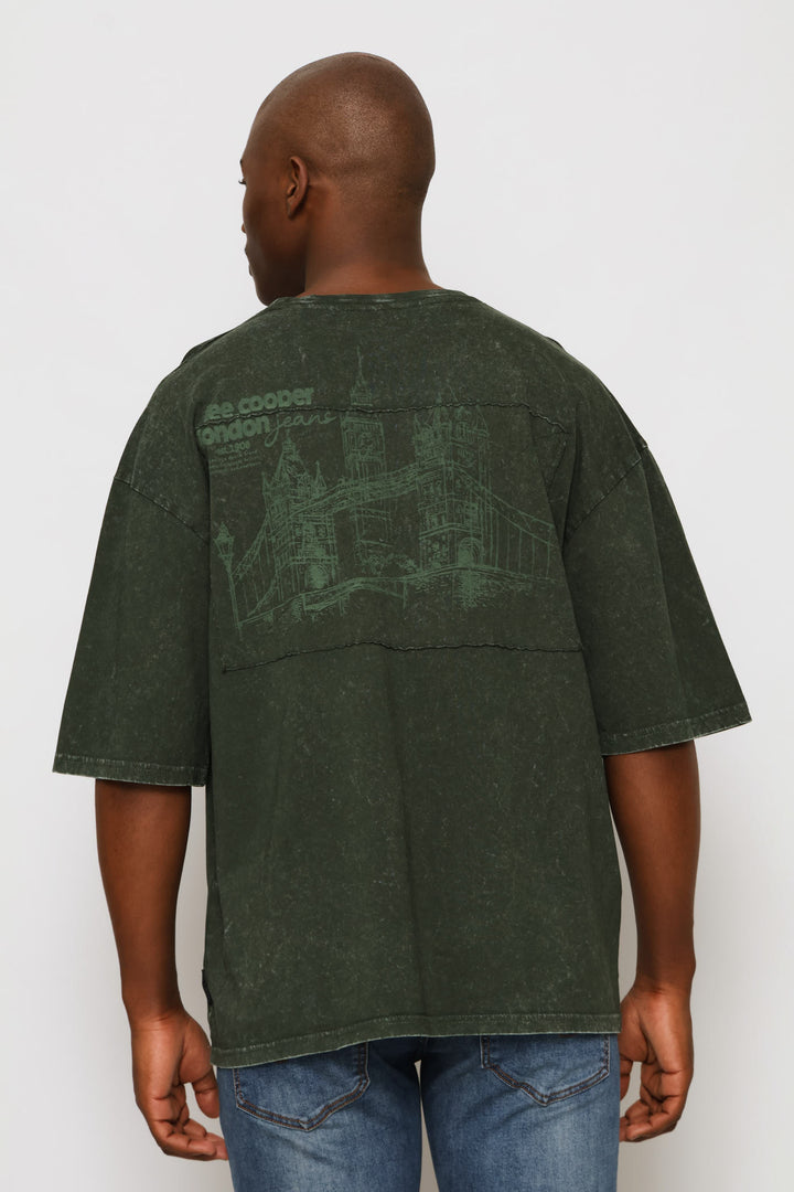 Augustine Acid Wash Tee - Dark Green