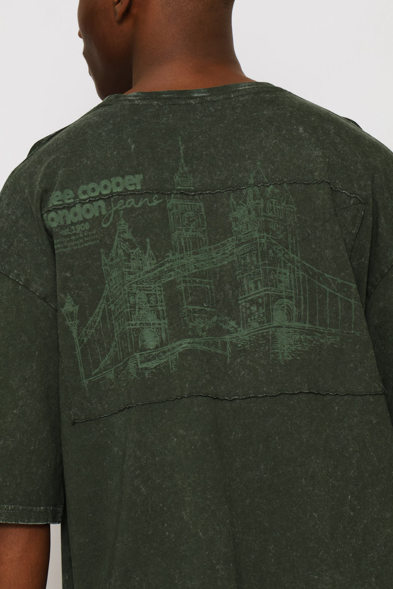 Augustine Acid Wash Tee - Dark Green