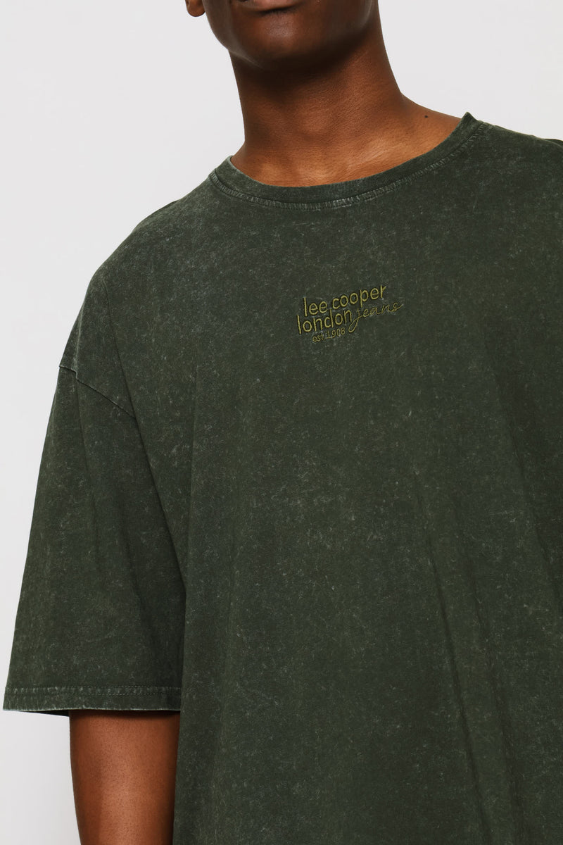 Augustine Acid Wash Tee - Dark Green