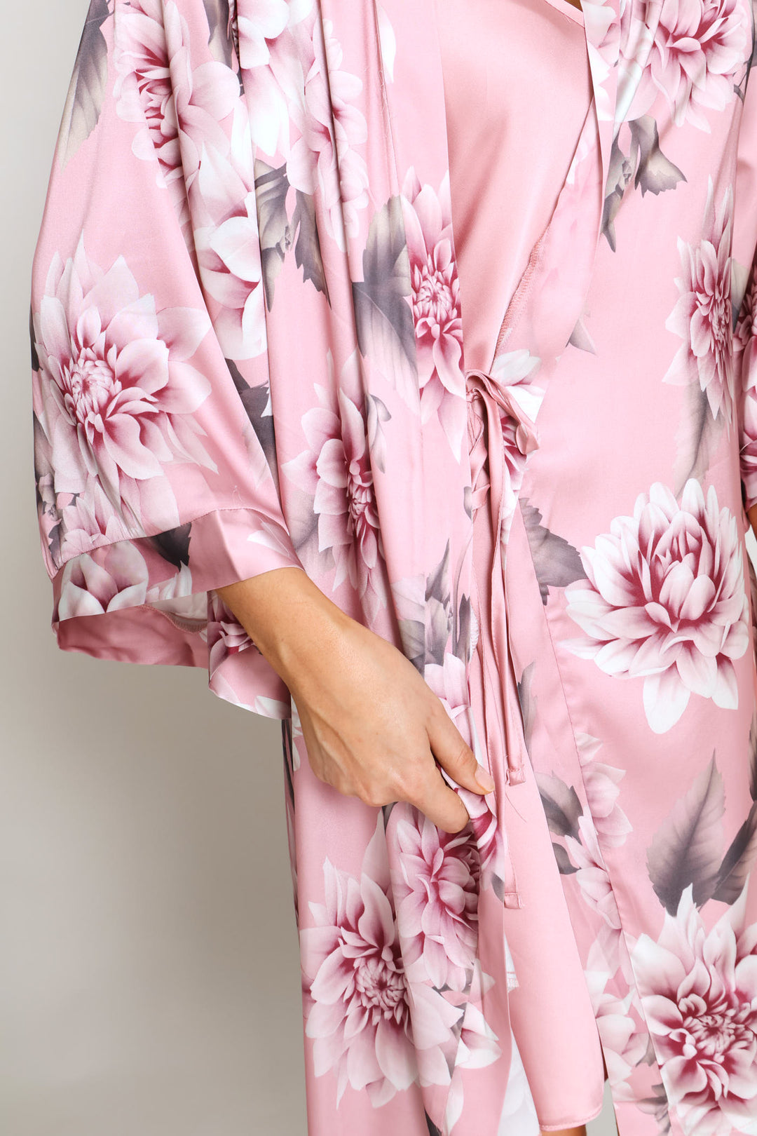 Satin Gown & Chemise Set - Dusty Pink