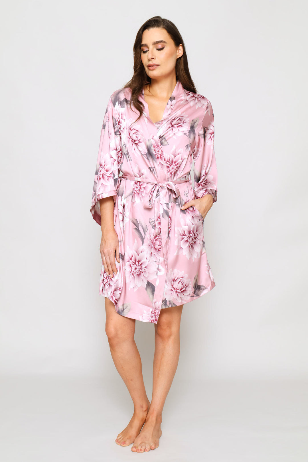 Satin Gown & Chemise Set - Dusty Pink