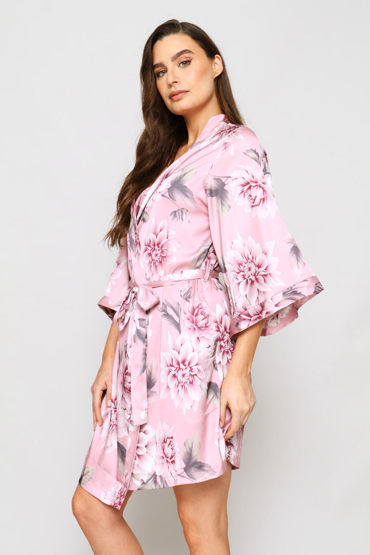 Satin Gown & Chemise Set - Dusty Pink