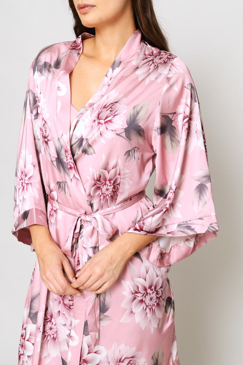 Satin Gown & Chemise Set - Dusty Pink