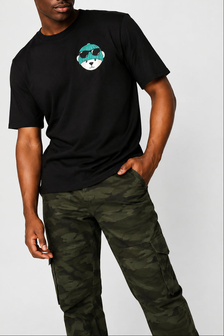 Teddy Print Tee - Black