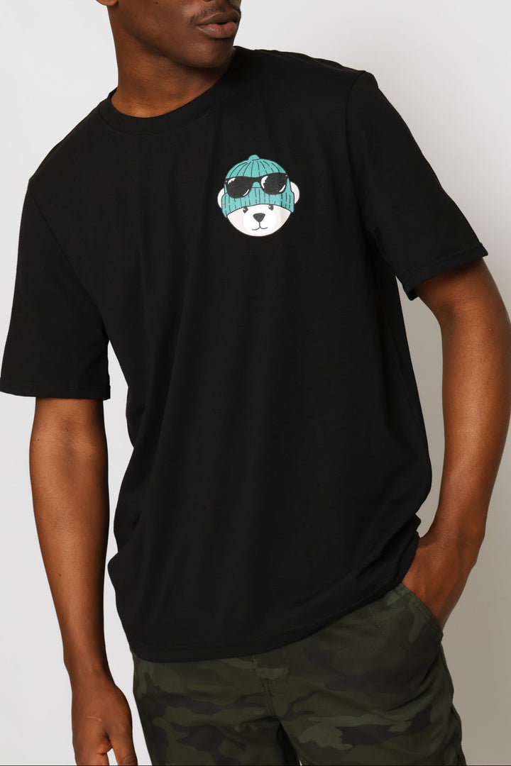 Teddy Print Tee - Black