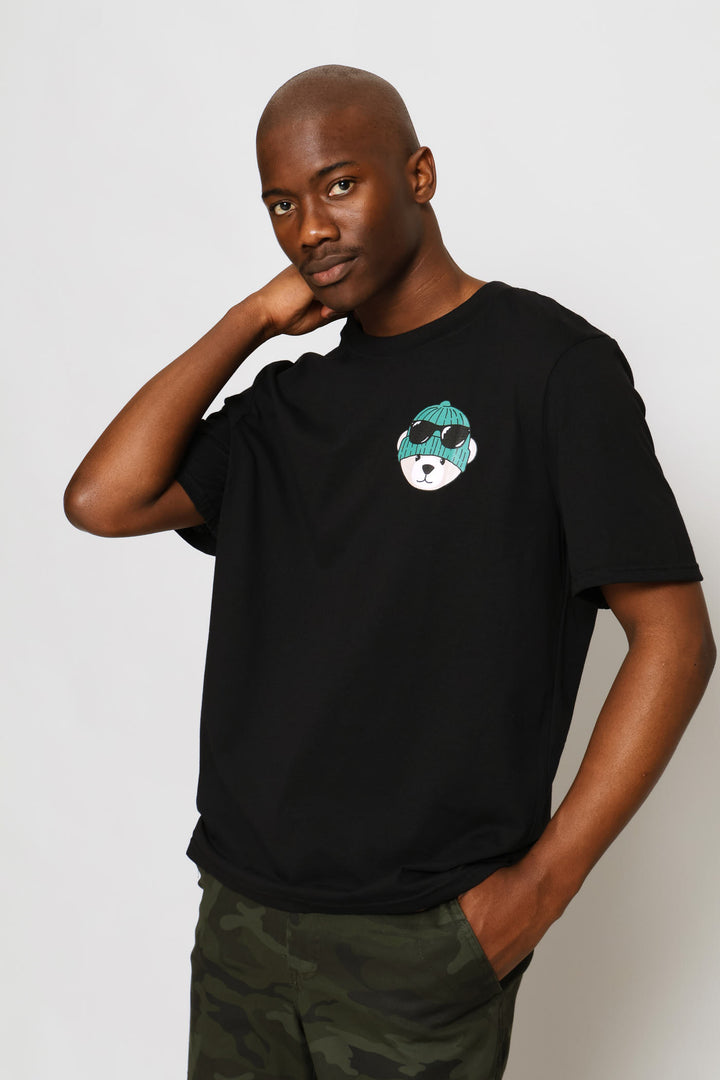 Teddy Print Tee - Black