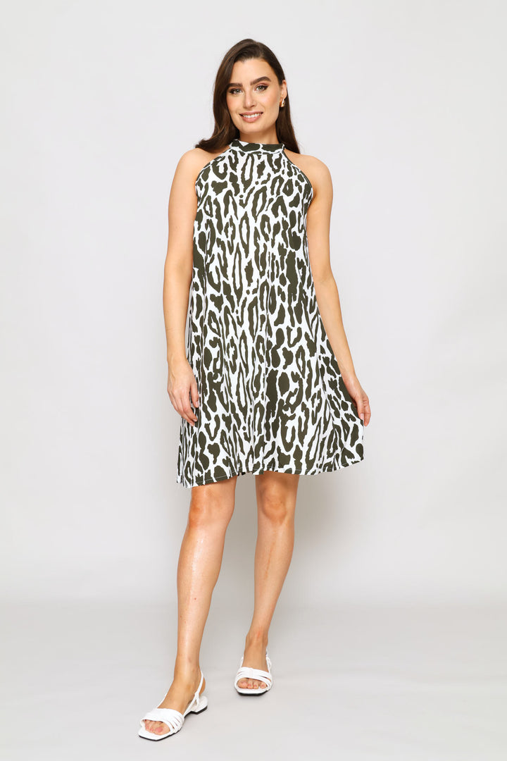 Scarf Swing Mini Dress - Fatigue/Cream