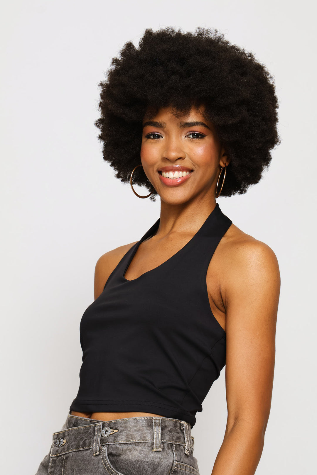 Skin Tight Halter Top - Black