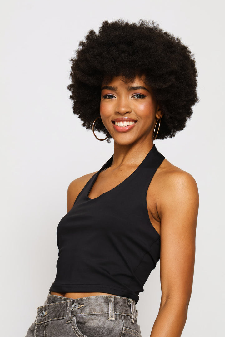 Skin Tight Halter Top - Black