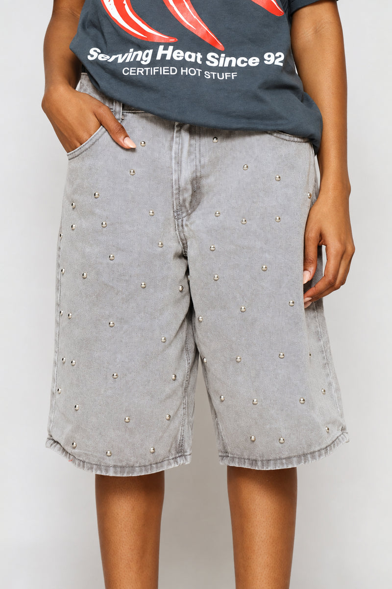 Studded Jort - Charcoal