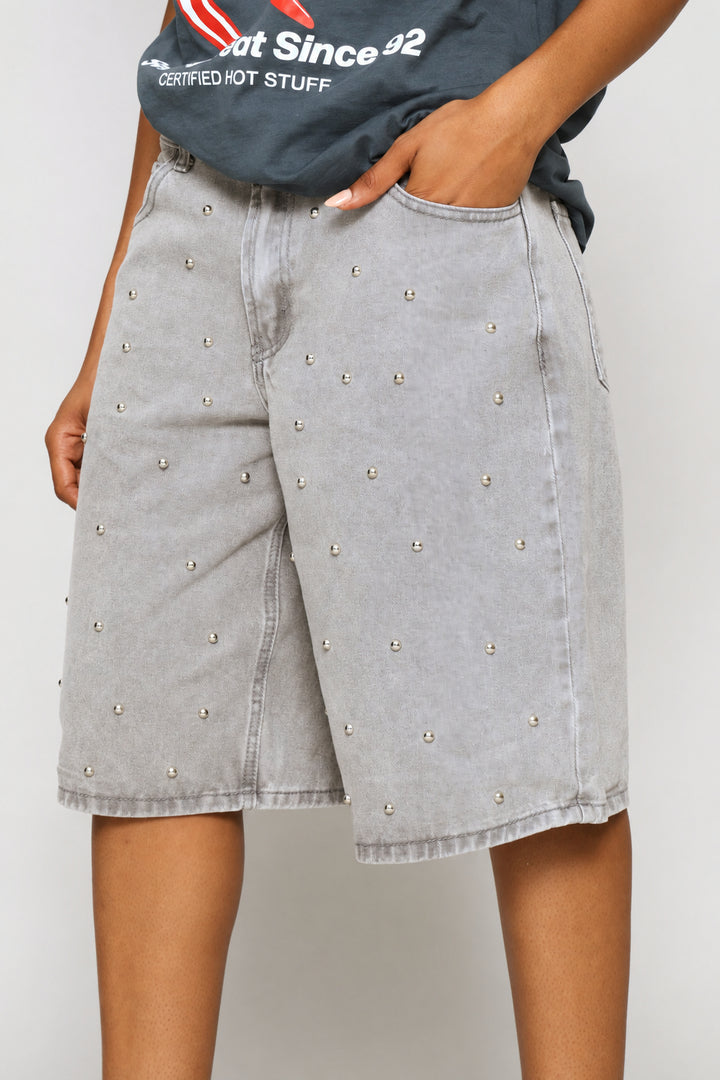 Studded Jort - Charcoal