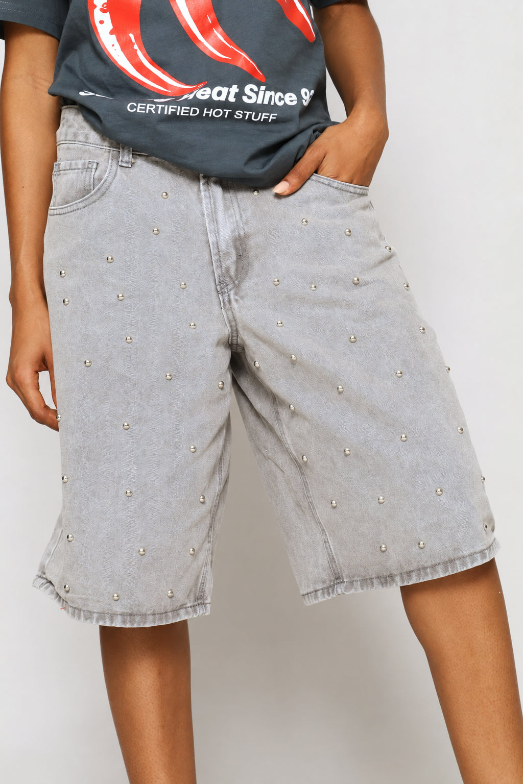 Studded Jort - Charcoal