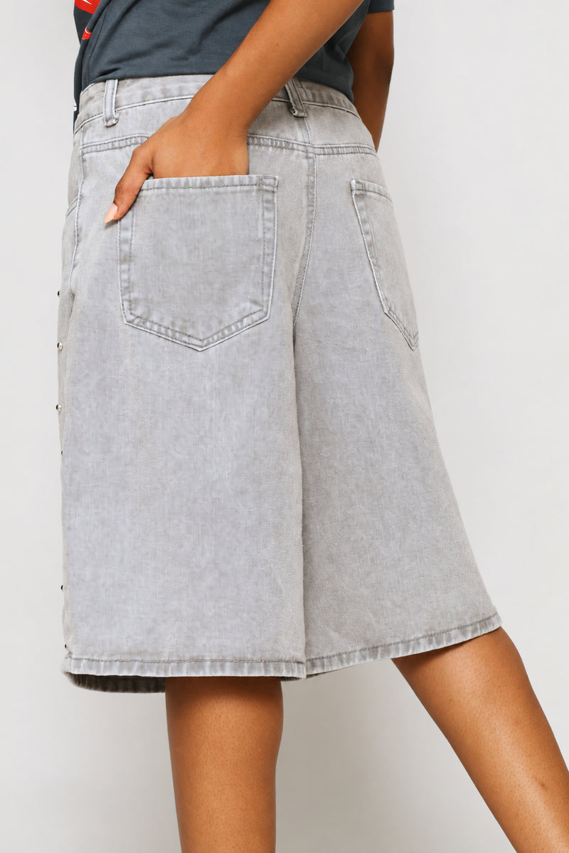 Studded Jort - Charcoal