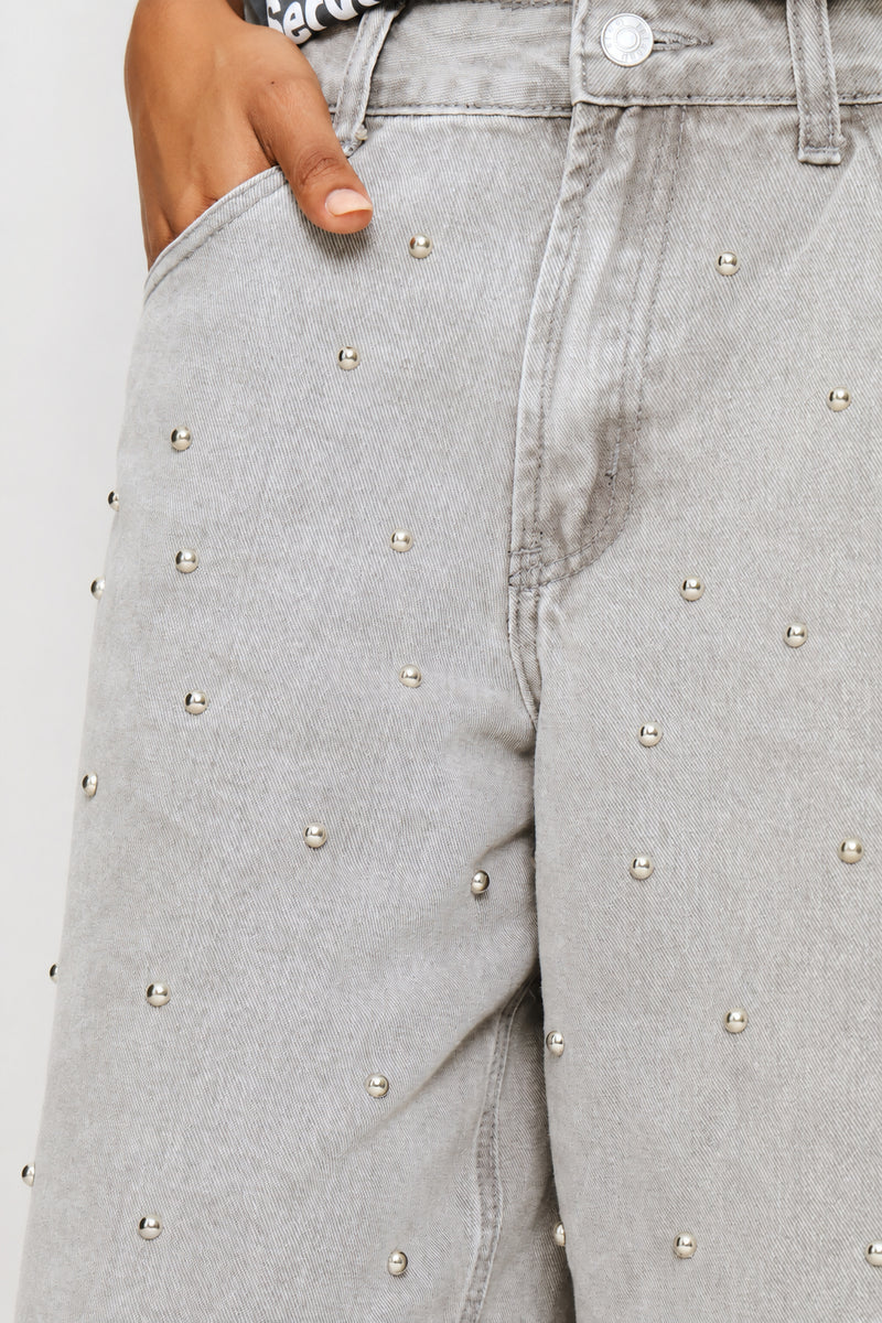 Studded Jort - Charcoal