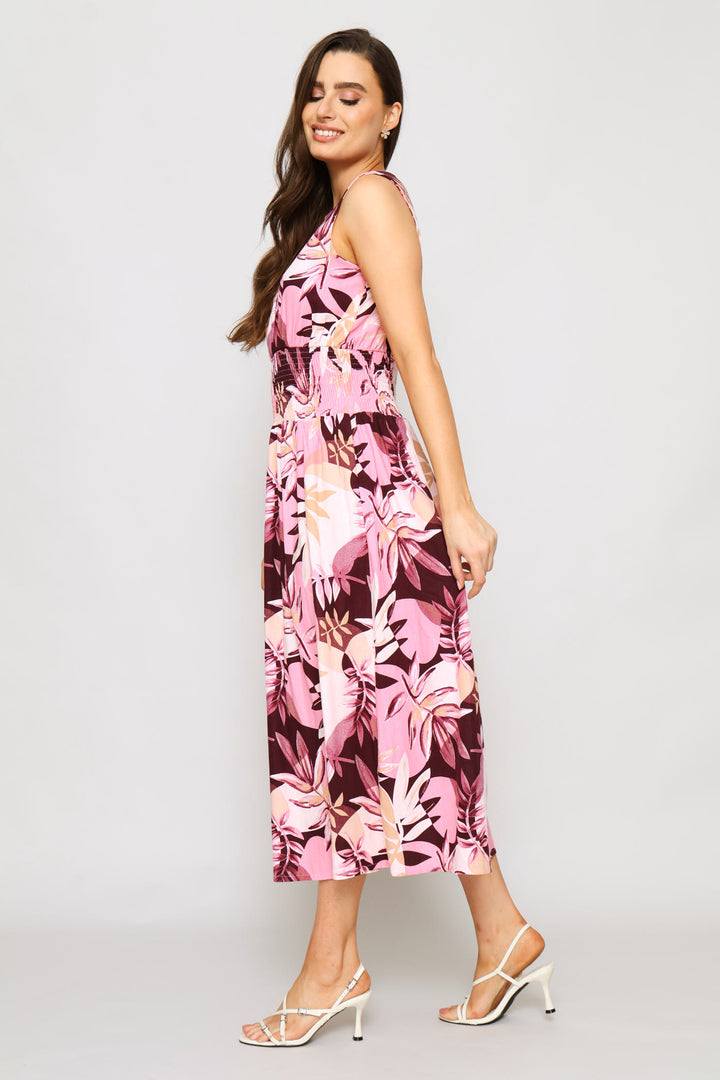 Shirred Waist Fit & Flare Maxi Dress - Multi