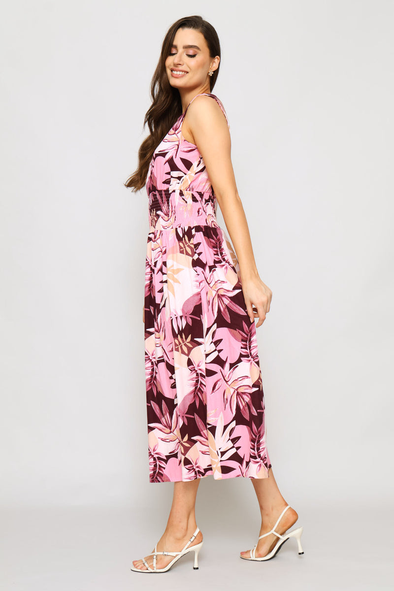 Shirred Waist Fit & Flare Maxi Dress - Multi
