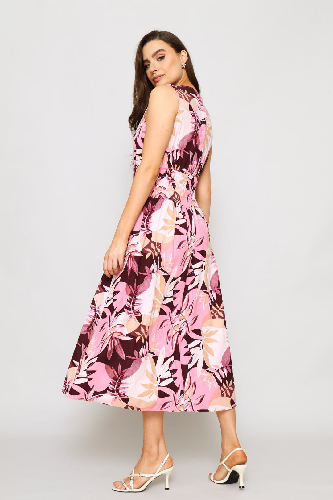 Shirred Waist Fit & Flare Maxi Dress - Multi