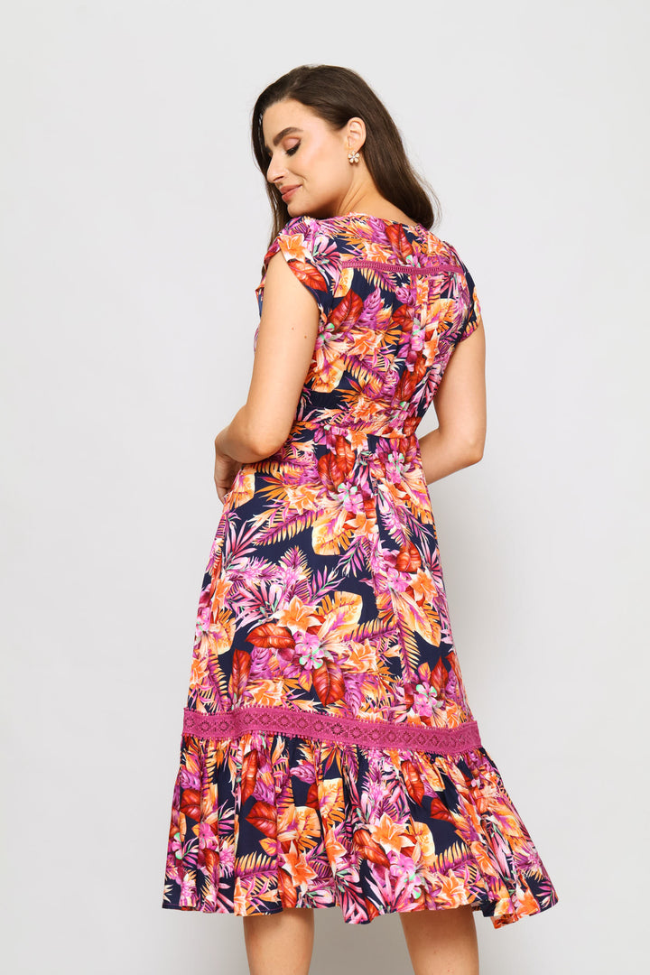 Button Through Maxi Dress - Multi