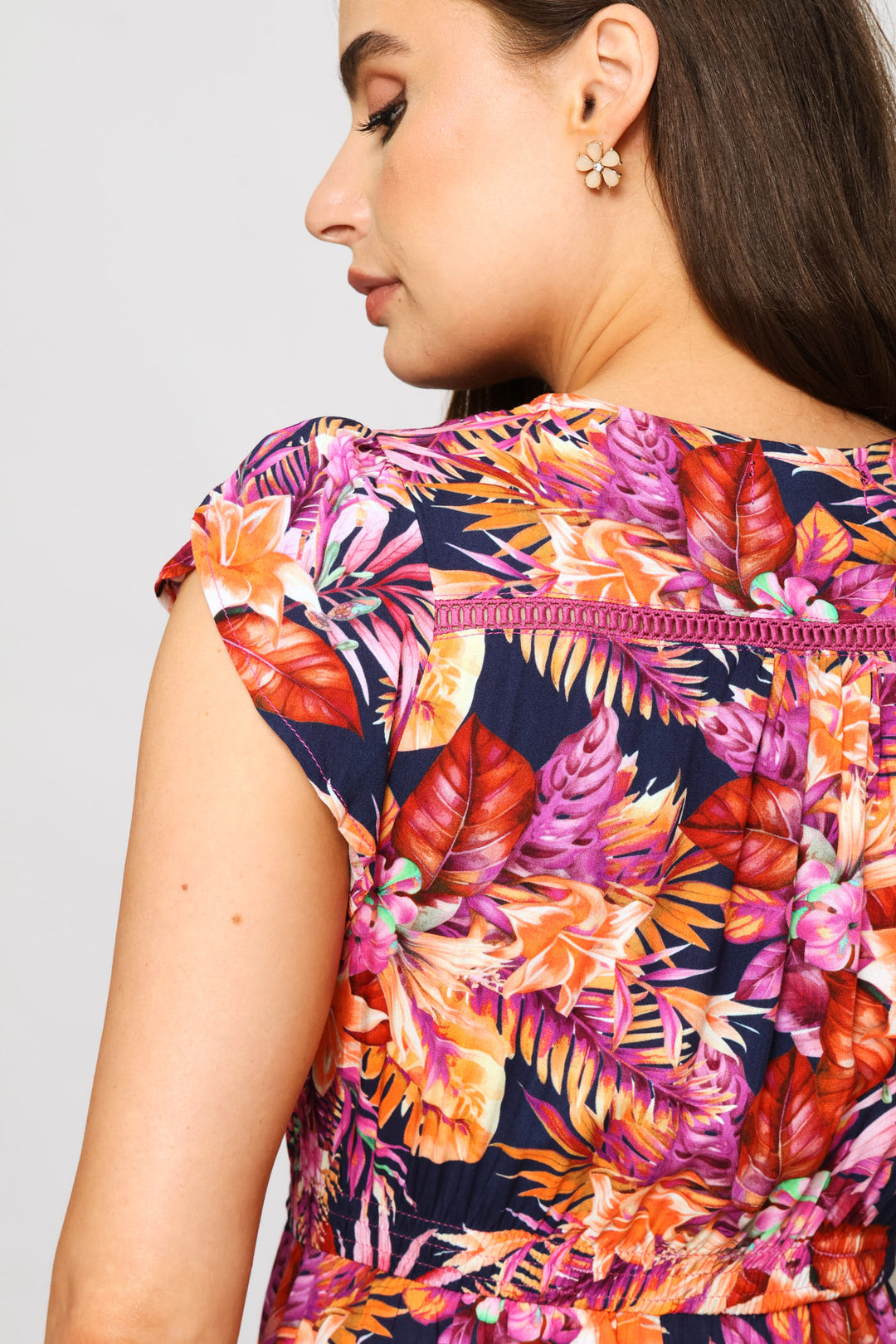 Button Through Maxi Dress - Multi