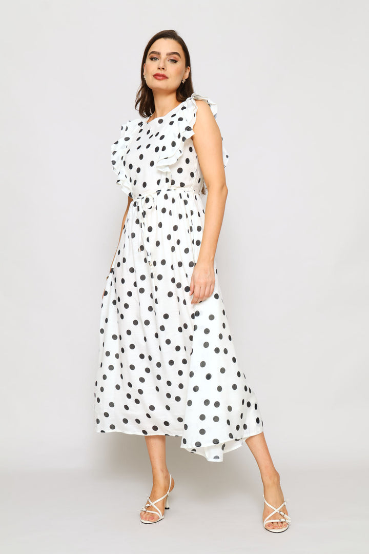 Ruffled Statement Tea Dress - Cream
