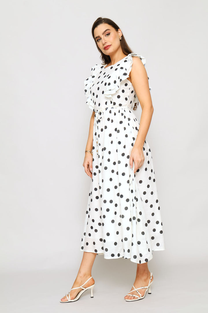 Ruffled Statement Tea Dress - Cream