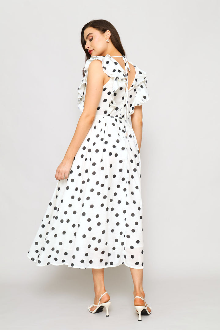 Ruffled Statement Tea Dress - Cream