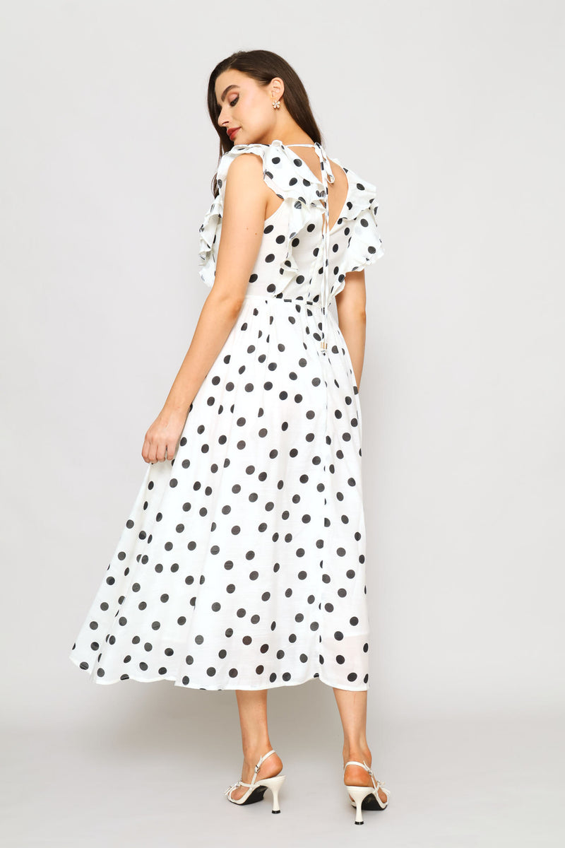 Ruffled Statement Tea Dress - Cream