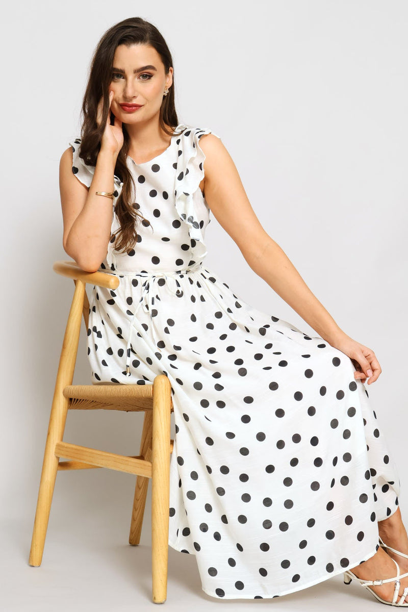 Ruffled Statement Tea Dress - Cream