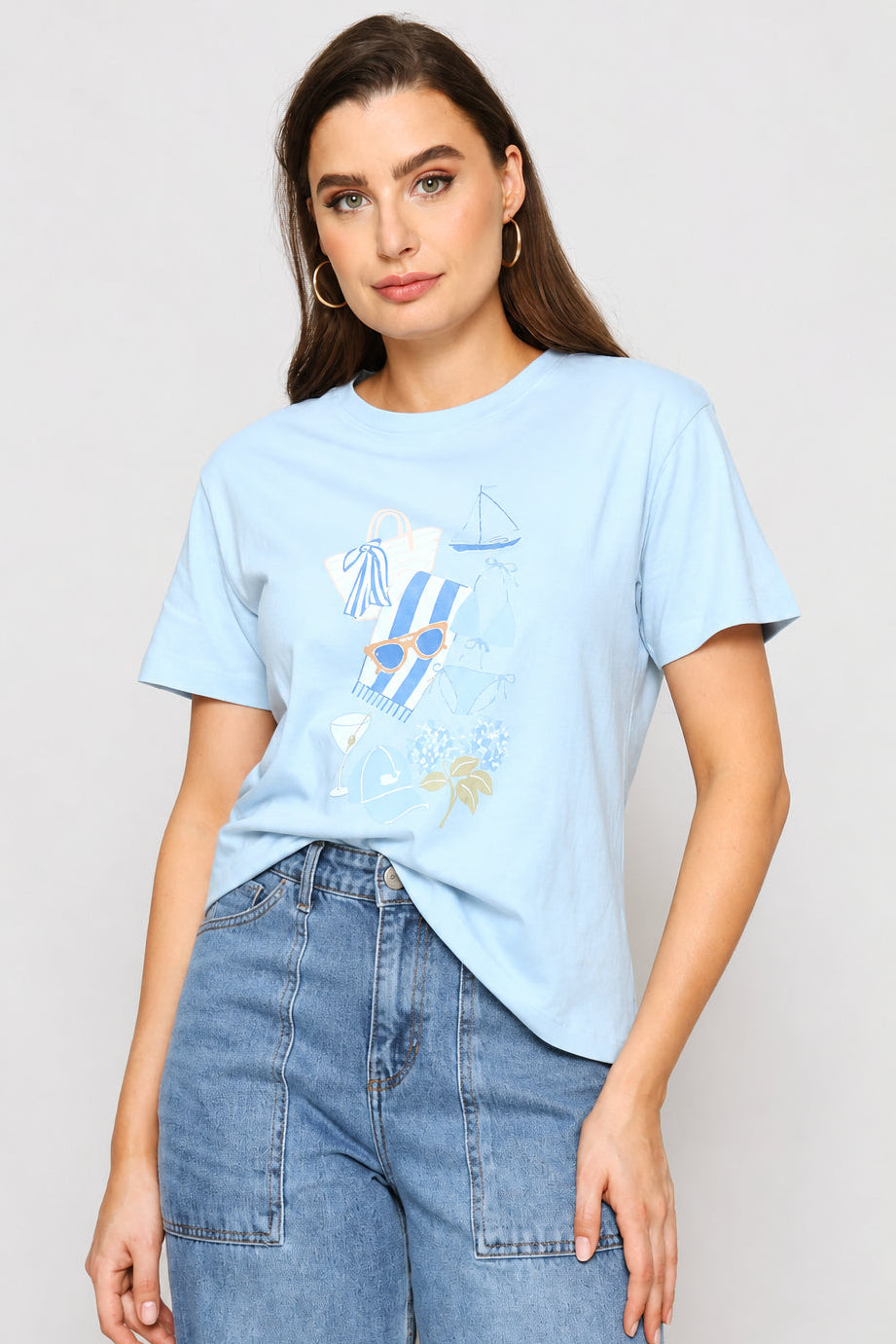 Nantucket Beach Day Tee - Baby Blue