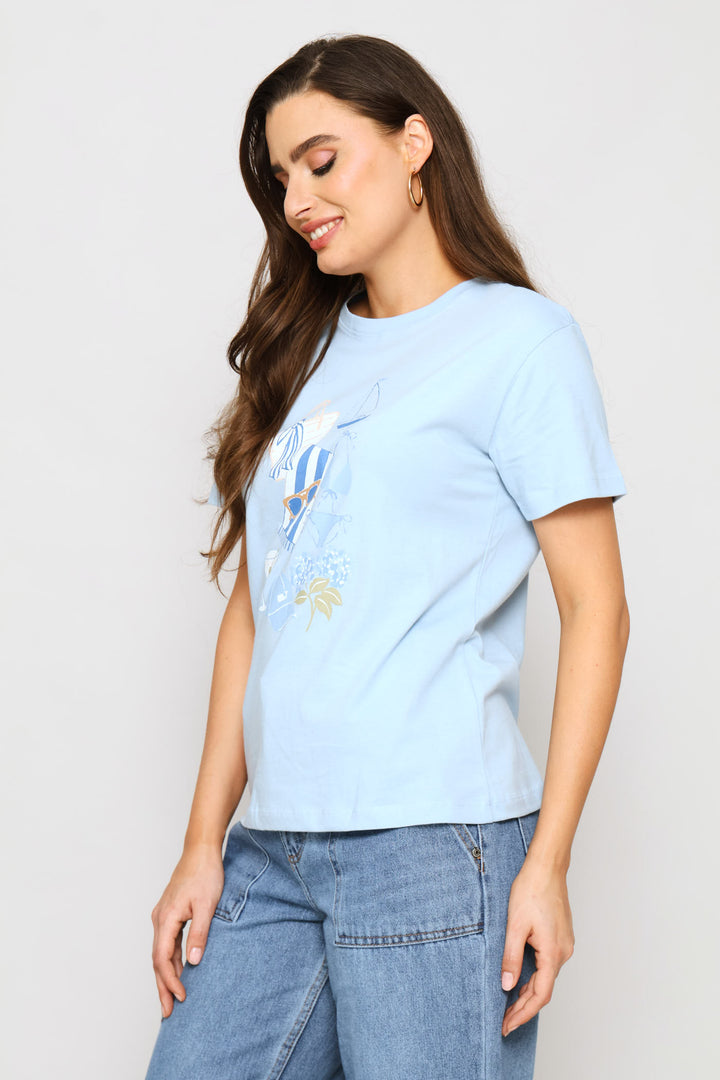 Nantucket Beach Day Tee - Baby Blue