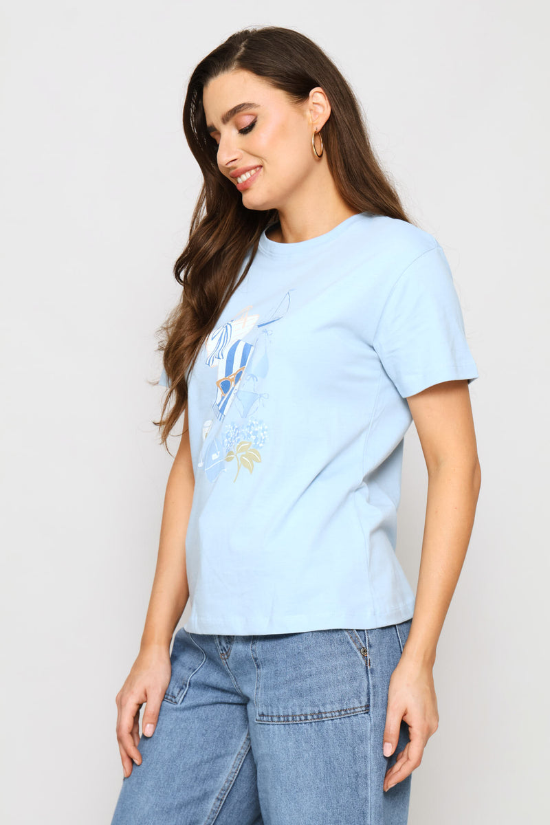 Nantucket Beach Day Tee - Baby Blue