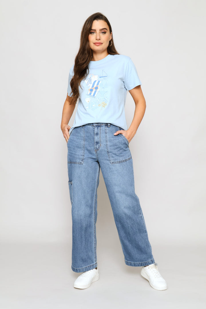 Nantucket Beach Day Tee - Baby Blue